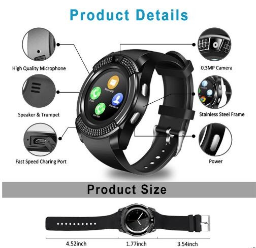 bt notification smartwatch v8